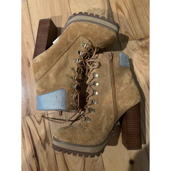 Madden Girl Shoes - Madden Girl Train High Heel Boot Tan Size 8.5 Steve Madden